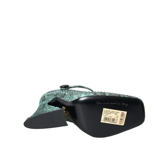 Dolce & Gabbana Aqua Python Leather Mary Jane Pumps Shoes - Picture 6 of 9